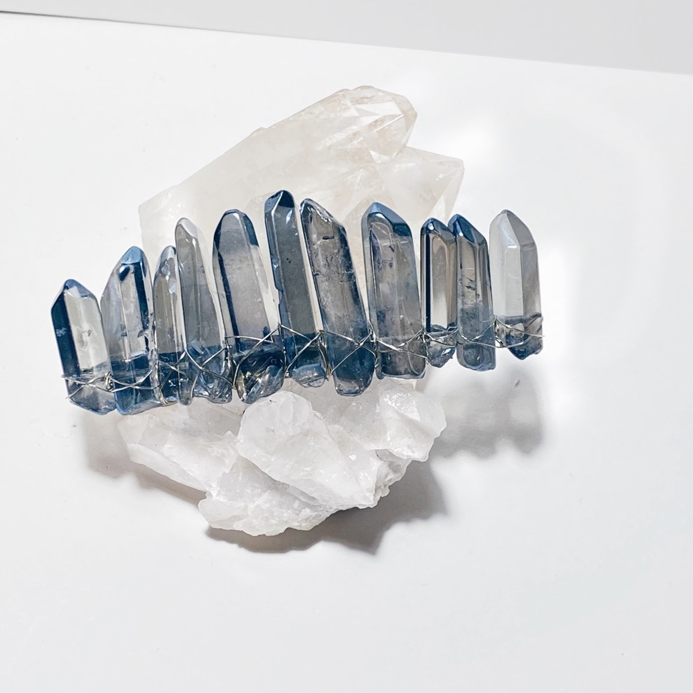 Polished Blue/Grey Quartz Crystal Hair Barrette